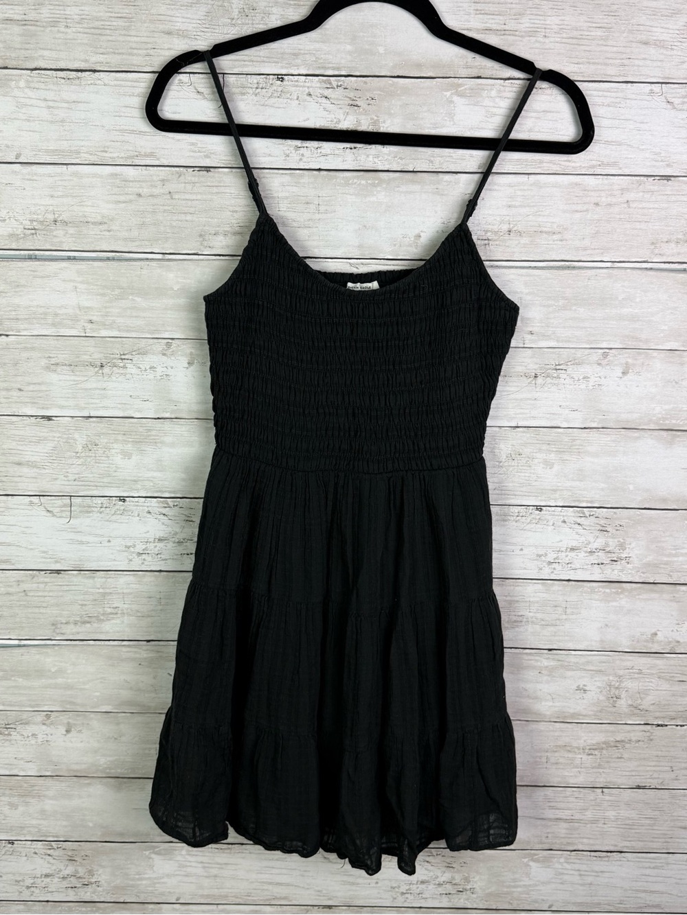 America Eagle Black Smocked Spaghetti Strap Sundress Size Medium Tall